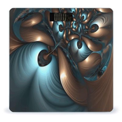 YJWANDO Scale for Body Weight, Abstract Blue Brown Print Weight Scale Body Fat Scale with Accurate & Large LCD Backlight Display, style