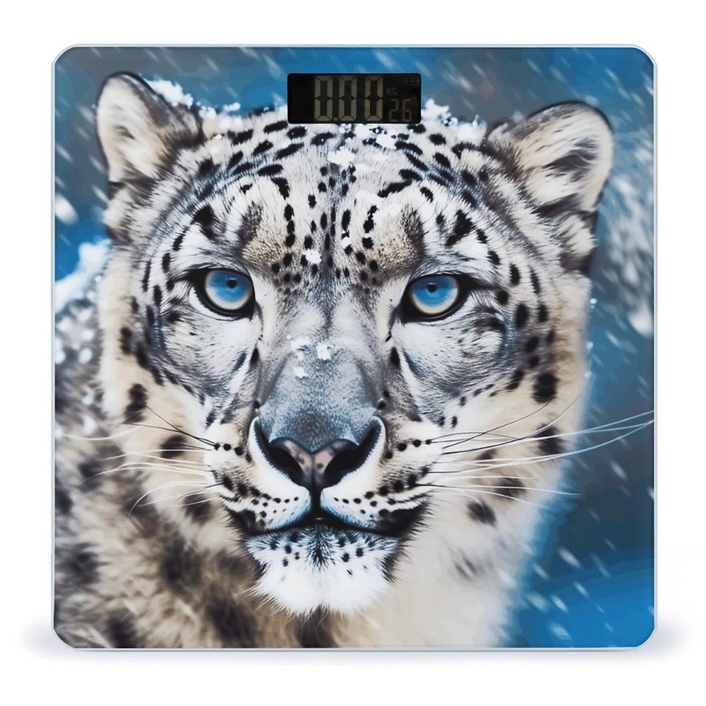 YJWANDO Scale for Body Weight, Blue Eyed Snow Leopard Print Weight Scale Body Fat Scale with Accurate & Large LCD Backlight Display, style