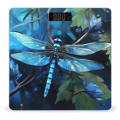 YJWANDO Scale for Body Weight, Art Blue Dragonfly Print Weight Scale Body Fat Scale with Accurate & Large LCD Backlight Display, style