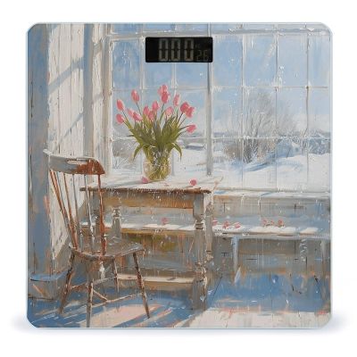 YJWANDO Scale for Body Weight, Vase on The Table Print Weight Scale Body Fat Scale with Accurate & Large LCD Backlight Display, style