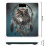 YJWANDO Scale for Body Weight, 3D Wolf Dream Catcher Print Weight Scale Body Fat Scale with Accurate & Large LCD Backlight Display, style view 2