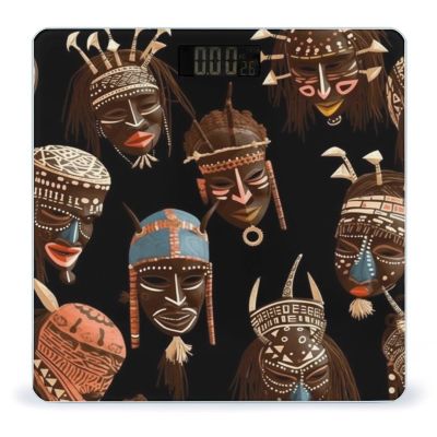 YJWANDO Scale for Body Weight, African Ritual Ethnic Tribal Print Weight Scale Body Fat Scale with Accurate & Large LCD Backlight Display, style