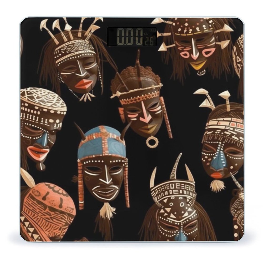 YJWANDO Scale for Body Weight, African Ritual Ethnic Tribal Print Weight Scale Body Fat Scale with Accurate & Large LCD Backlight Display, style