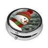 Pill Case Round Pill Box with 3 Compartment Smile Gaze Snowman Pill Organizer Waterproof Medicine Organizer Box for Travel Metal Pill Containers for Medication Planner view 4