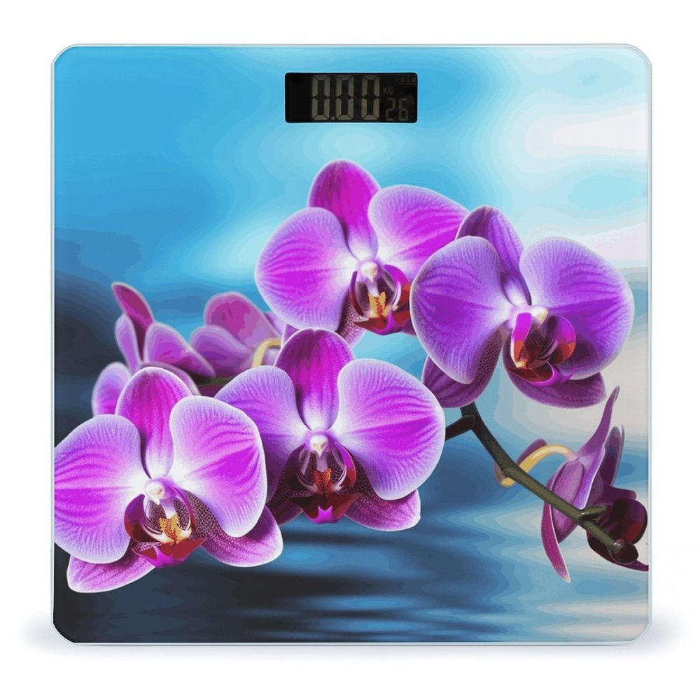 YJWANDO Scale for Body Weight, Beautiful Orchid Print Weight Scale Body Fat Scale with Accurate & Large LCD Backlight Display, style