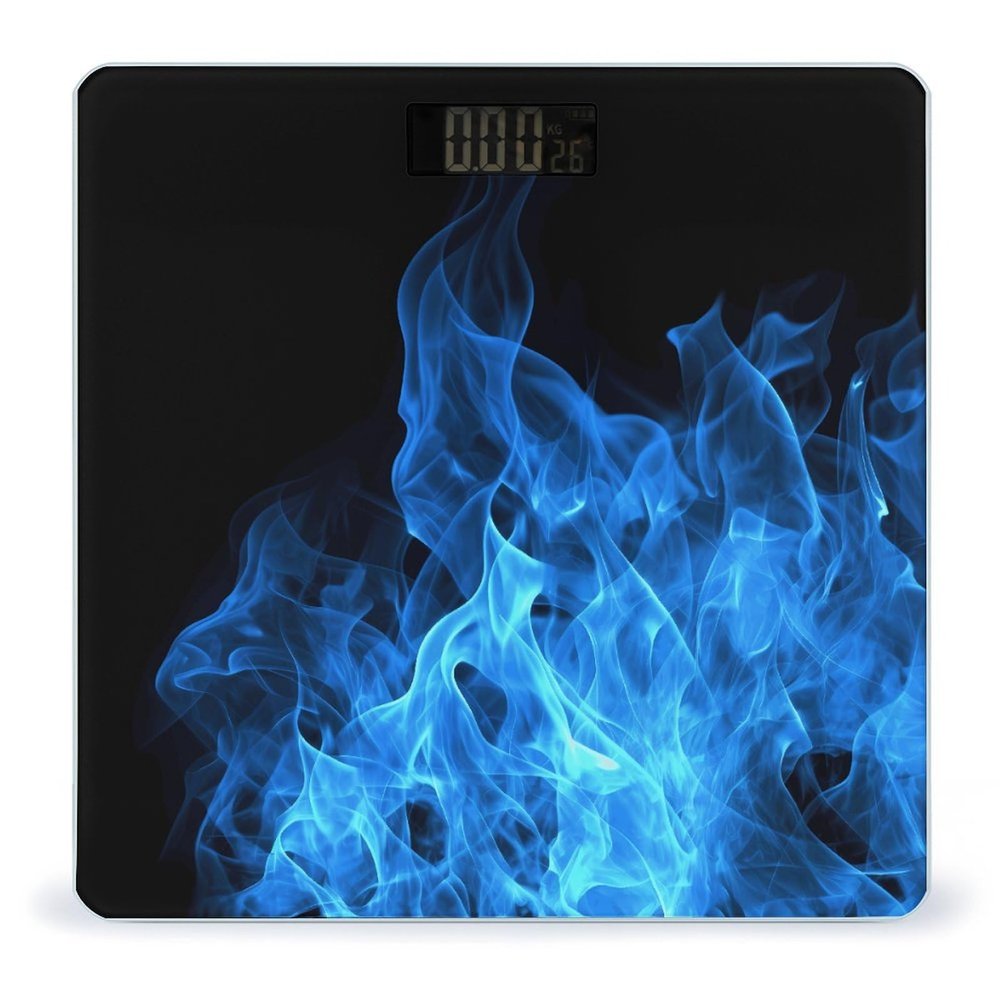 YJWANDO Scale for Body Weight, Blue Flame Print Weight Scale Body Fat Scale with Accurate & Large LCD Backlight Display, style