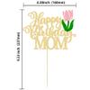 Ephlyn 1Pc Happy Birthday Mom Cake Topper Glitter Best Mom Ever Cake Picks Happy Mother's Day Cake Decoration for Happy Mother's Day Birthday Party Cake Decorations Supplies Gold view 2