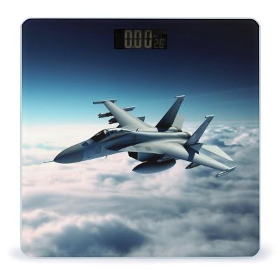 YJWANDO Scale for Body Weight, Aircraft Fighter Jets Print Weight Scale Body Fat Scale with Accurate & Large LCD Backlight Display, style