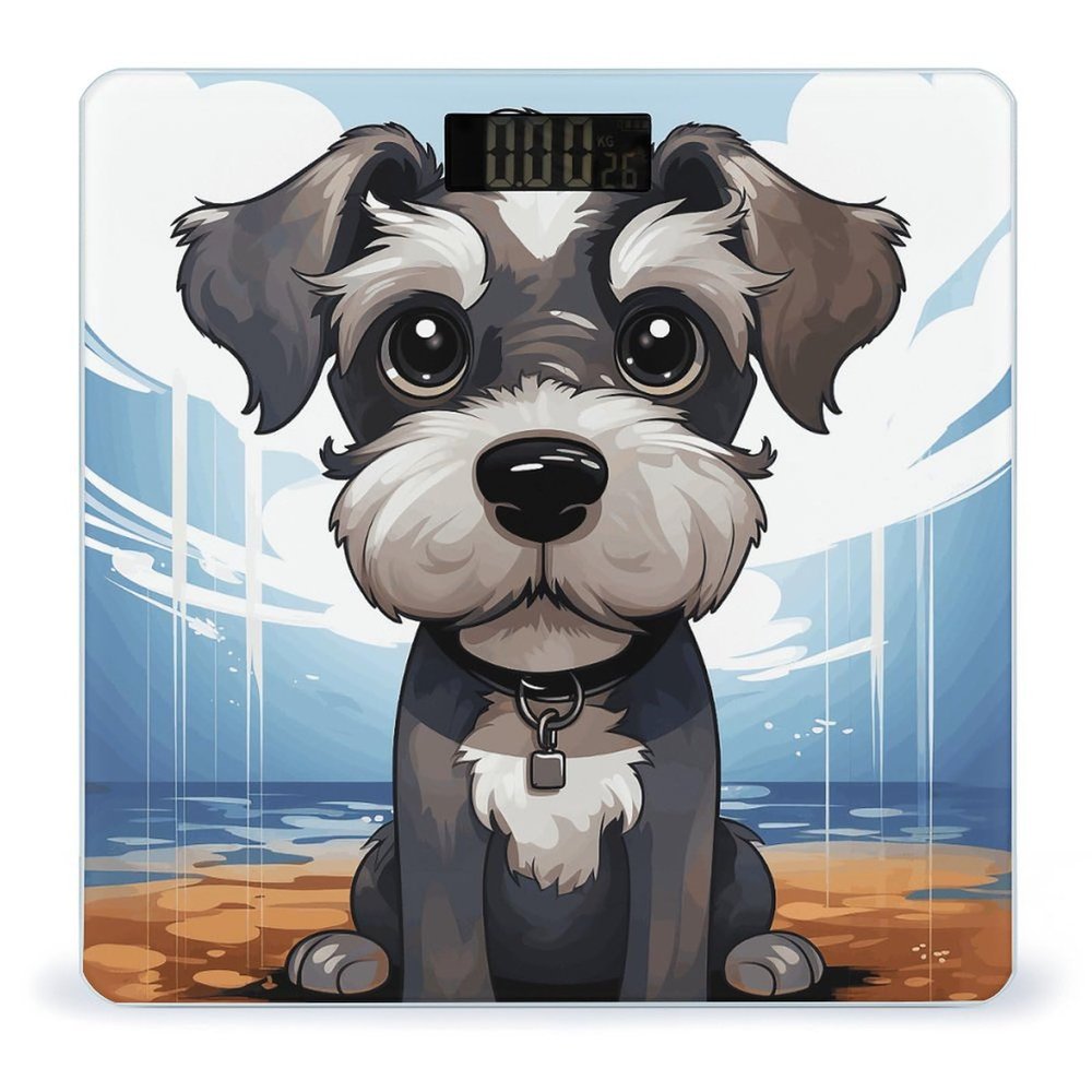YJWANDO Scale for Body Weight, Adorable Schnauzer Print Weight Scale Body Fat Scale with Accurate & Large LCD Backlight Display, style