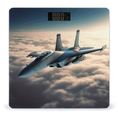 YJWANDO Scale for Body Weight, Aircraft Fighter Jets Print Weight Scale Body Fat Scale with Accurate & Large LCD Backlight Display, style