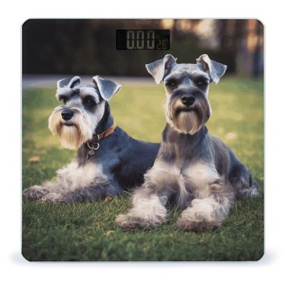YJWANDO Scale for Body Weight, Adult Schnauzer Dogs Print Weight Scale Body Fat Scale with Accurate & Large LCD Backlight Display, style