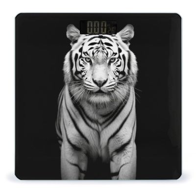 YJWANDO Scale for Body Weight, Black and White Tiger Print Weight Scale Body Fat Scale with Accurate & Large LCD Backlight Display, style