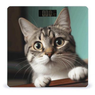 YJWANDO Scale for Body Weight, A Curious Cat Print Weight Scale Body Fat Scale with Accurate & Large LCD Backlight Display, style