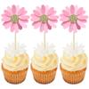 24Pcs Daisy Cupcake Toppers Flower Cake Topper Decorations Daisy Cake Decorations Chrysanthemum Cupcake Toppers Spring Daisy Flower Cake Picks for Birthday Wedding Supplies Light Pink view 1