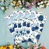 100 Pack Vintage Blue Floral Napkins 4 Ply Party Napkins Vintage Wild Flower Disposable Lunch Dinner Paper Napkin Set for Party,Wedding,Birthday Party Baby Shower view 3