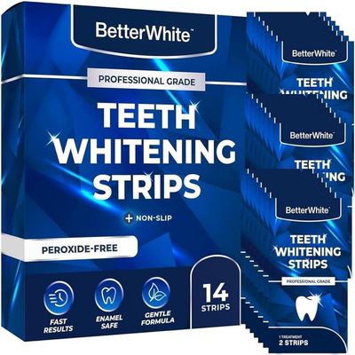 BetterWhite Professional Teeth Whitening Strips 7 Treatments - Enamel Safe - Non-Sensitive Formula - 14 Peroxide-Free Whitening Strips - Dentist Formulated Teeth Whitening Kit