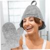 OATIPHO Sauna Hat and Felt Glove Set for Men and Women Grey Bath Sauna Accessories with Protective Hair Cap and Suitable for Spa and Steam Room Use view 4