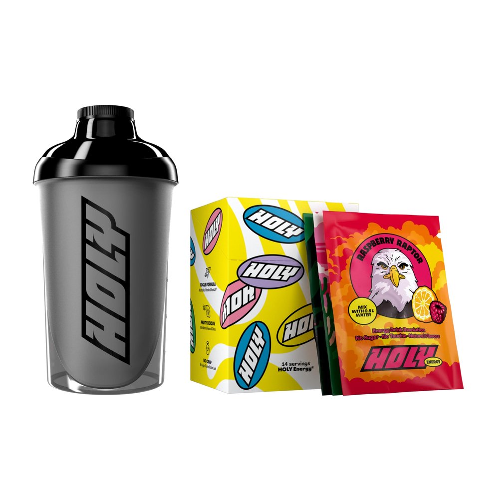 HOLY Energy Starter Set - Focus Drink | 2x7 portions with fruity, intense flavour | Boost with NewCaff & green tea extract | Vegan, sugar-free, 100% natural fruit flavours