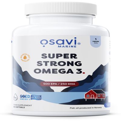 Osavi Super Strong Omega3 500 EPA / 250 DHA 90 Softgels | Concentrated Omega3 from Pelagic Fish | Supports Heart Health, Brain Function, and Vision | Highly Purified with Molecular Distillation