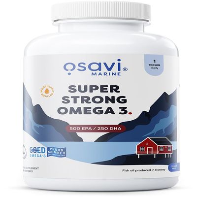 Osavi Super Strong Omega3 500 EPA / 250 DHA  180 Softgels | Concentrated Omega3 from Pelagic Fish | Supports Heart Health, Brain Function, and Vision | Highly Purified with Molecular Distillation