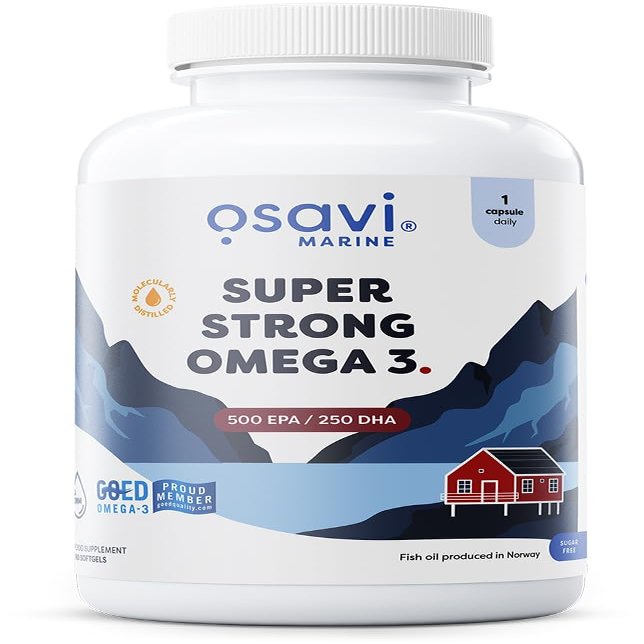 Osavi Super Strong Omega3 500 EPA / 250 DHA  180 Softgels | Concentrated Omega3 from Pelagic Fish | Supports Heart Health, Brain Function, and Vision | Highly Purified with Molecular Distillation