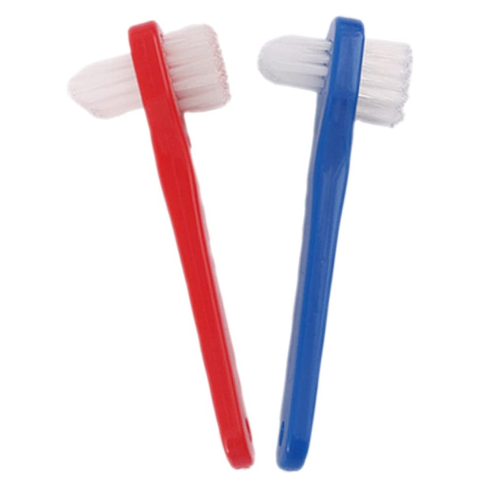 Anneome 2pcs Denture Toothbrush for False Teeth Small Dual-Head Cleaning Brush Comfortable Household Oral Cleaner Delicate Double-Sided Denture Care Toothbrush for Adults