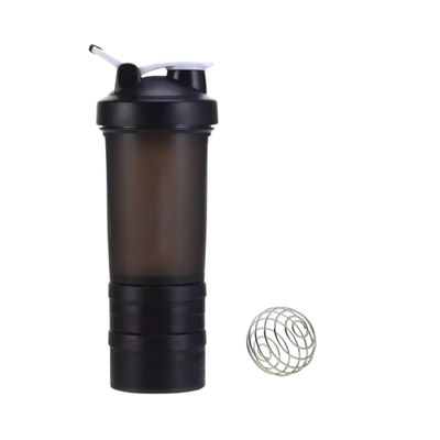 Fittify Protein Shaker Bottle with Storage Compartments | Pre-Workout, Protein, Supplements | 16.9 oz (500 ml) [Black]