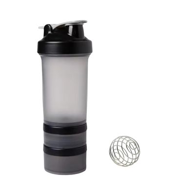 Fittify Protein Shaker Bottle with Storage Compartments | Pre-Workout, Protein, Supplements | 16.9 oz (500 ml) [Clear]