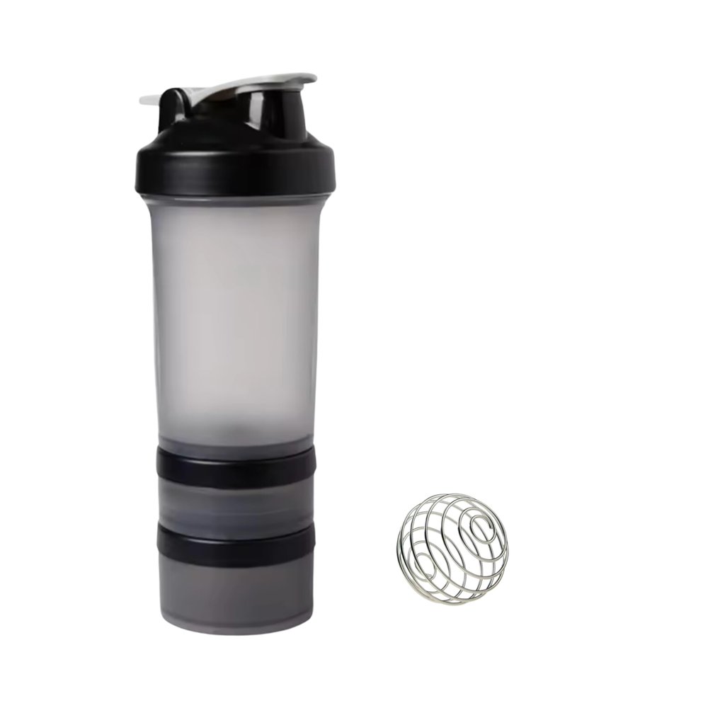 Fittify Protein Shaker Bottle with Storage Compartments | Pre-Workout, Protein, Supplements | 16.9 oz (500 ml) [Clear]