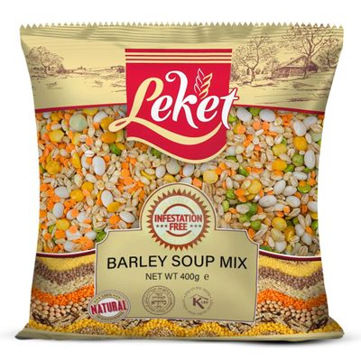 Leket Barley Soup Mix 400g - Hearty Blend of Pearl Barley, Haricot Beans, Green & Yellow Split Peas, and Red Lentils for Delicious Homemade Soups