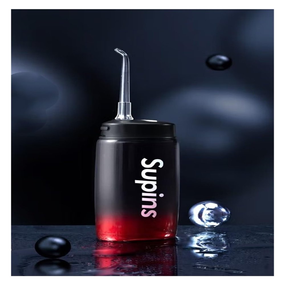 BAIR V2 Small Mini Dental Flusher Portable, Electric Cleaner Home Dental Cleaning Water Floss 4 Nozzles. (32-33, 3435, 36-37, 38-39, 40-41, 42-43, 44-45, 46-47 : Cool Black)