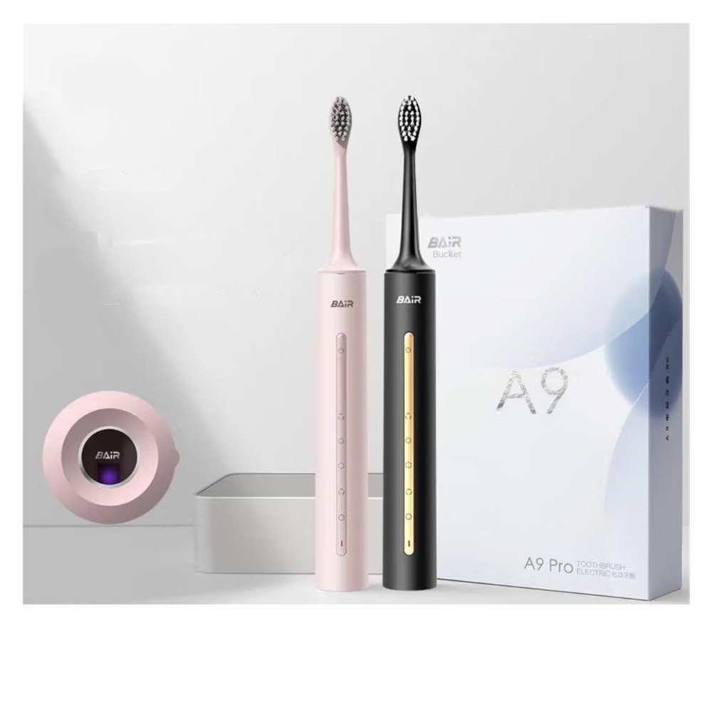 BAIR A9 Electric Toothbrush Adult Sonic Rechargeable Vibrating Soft Bristle Intelligent Automatic Toothbrush (32-33, 3435, 36-37, 38-39, 40-41, 42-43, 44-45, 46-47 : A9pro Peach Powder)