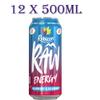 FreshCart Basics 12 x Rubiconn Raw Energy Raspberry & Blueberry 500ml - Carbonated Mixed Fruit Juice and Flavour Energy Drink with Added Caffeine, Vitamins, Sugar and Sweetener | VIMIX view 3