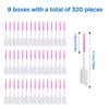 320 Pieces Dual-Head Interdental Brushes, Silicone Tooth Floss Picks & Toothpick 2-in-1,Silicone Dental Brushes Tooth Floss Picks, Portable Pink Dental Floss Sticks Toothpick for Braces Teeth Cleaning view 3
