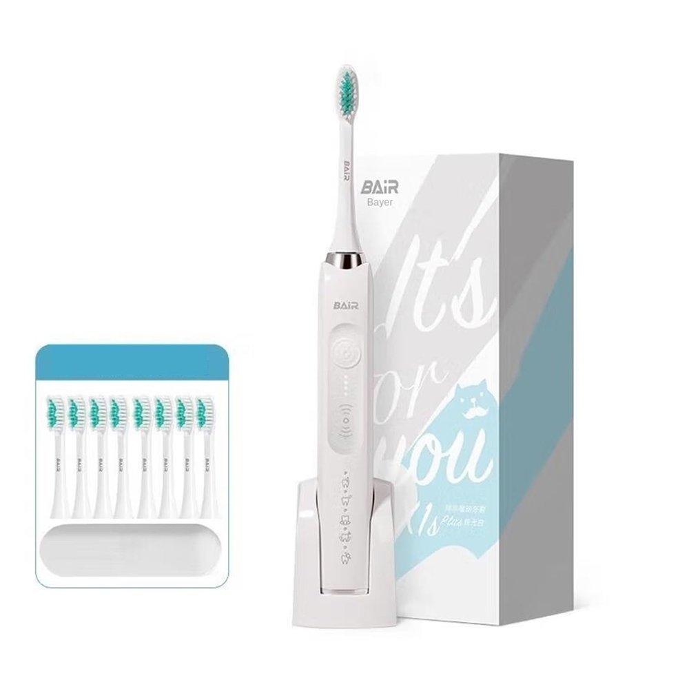 BAIR X1 Electric Toothbrush Set 2 Sets, Sonic Rechargeable Soft Vibration Automatic Toothbrush (32-33, 3435, 36-37, 38-39, 40-41, 42-43, 44-45, 46-47 : Pearlescent White)