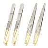 2 Pieces Golden Tweezer Tools, Professional Tweezers Set, Pointed Tweezers, Eyebrow Tweezers, Stainless Steel Tweezers, Blackhead Remover Tweezers, Multifunctional Tweezers view 1