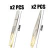 2 Pieces Golden Tweezer Tools, Professional Tweezers Set, Pointed Tweezers, Eyebrow Tweezers, Stainless Steel Tweezers, Blackhead Remover Tweezers, Multifunctional Tweezers view 2