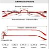 Lanomi Half Frame Reading Glasses Semi Round Men Women Spring Hinges Metal Readers Clear Lens Slim Half Moon Eyeglasses Red 3.0 view 2