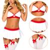 Nurse Outfits Sexy Fancy Dress Women Nurse Mini Skirt Costume Naughty Lingerie Doctor Cosplay Babydoll Uniform Roleplay Dress Up Nightwear with Headpiece Stockings for Halloween Club Party (Style A) view 2