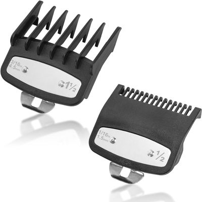 2Pcs Clipper Guards for Wahl 0.5 1.5 Cordless Clipper Cutting Guards with Metal Clip 1/16" 3/16" 1.5mm 4.5mm Professional Hair Clipper Combs Replacement Guards Attachment for Wahl Clippers, Black