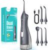 COSLUS Water Dental Flosser Teeth Pick: 2026 Upgraded Portable Cordless Waterproof Flossing 300ML Rechargeable Travel Irrigation Cleaner IPX7 Gray view 1
