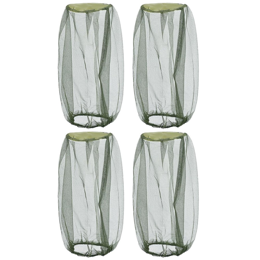 4PCS Mosquito Head Net, Extra Fine Holes Face Mesh Mosquito Net Hat, Midge Head Net for Gardening Hiking (DarkGreen)