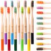 Bamboo Toothbrushes Middle Hard Bristles for Adults 10 Pack, Wooden Toothbrush Family Set Natural Organic Tooth Brush (Multi-Color 20p) view 1