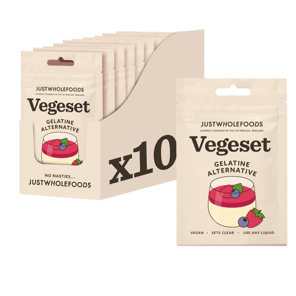 Just Wholefoods Vegeset 10 x 25g | Carrageenan, Vegan Gelatine Alternative, Sets Clear | Sets up to 50 pints of any liquid