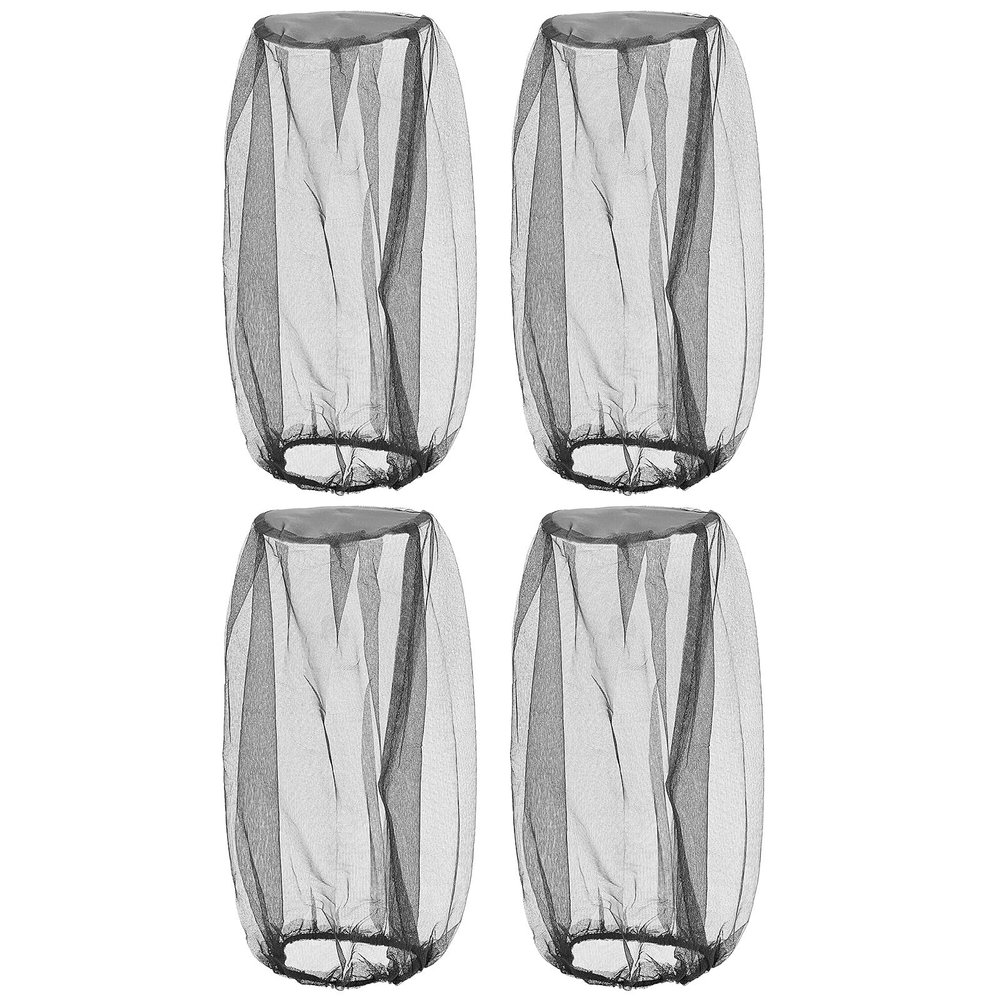 4PCS Mosquito Head Net, Extra Fine Holes Face Mesh Mosquito Net Hat, Midge Head Net for Gardening Hiking (Black)
