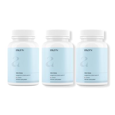 Mars by GHC Sea Moss Caps Surge Natural | Packed with 84 Essential Minerals | Powered with Black Seed Oil, Ashwagandha & Vitamin D3 | Overall Well-Being | 180 Capsules | Pack of 3