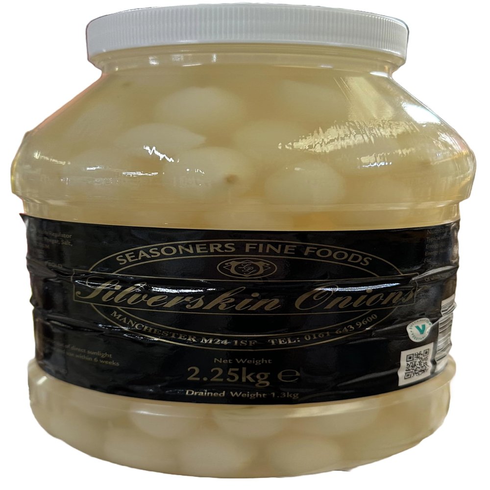 Seasoners - Pickled SILVERSKIN Onions - 2.25kg (drained weight 1.3kg) (Pack of 2)
