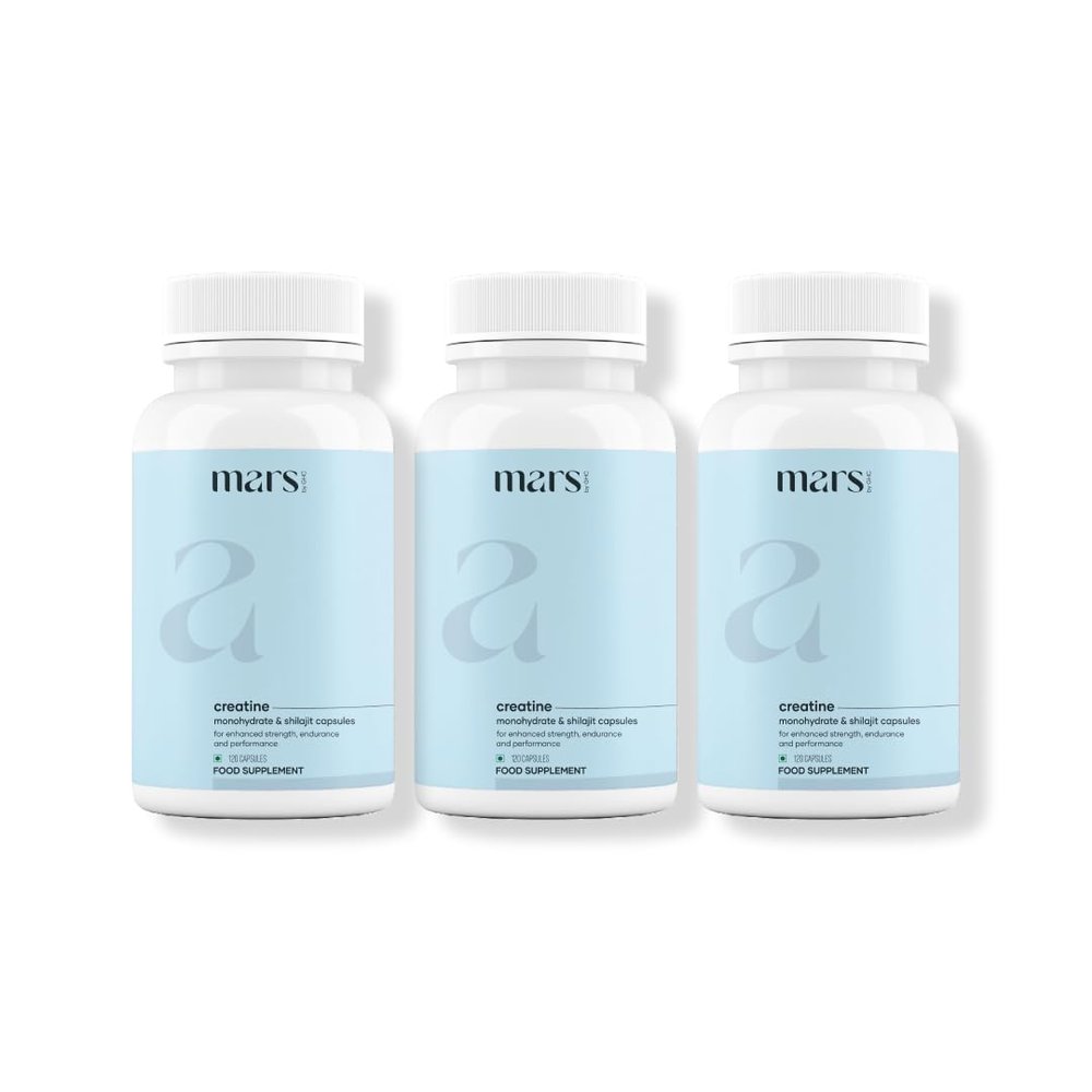 Mars by GHC Micronized Creatine Monohydrate Caps | Powered with Shilajit | 360 Capsules | Pack of 3