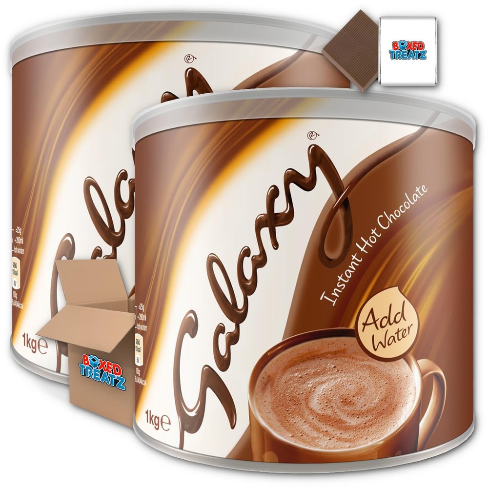 Galaxy Instant Hot Chocolate 2x1kg | Galaxy Smooth & Creamy Approximately 40 Servings Per Pack Boxed Treatz
