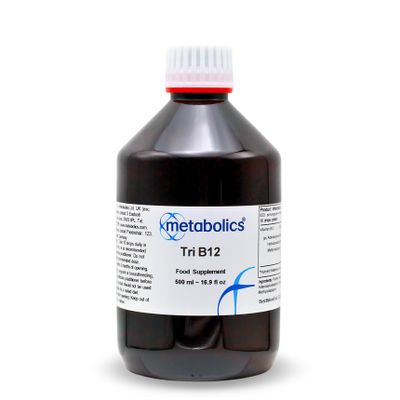 Metabolics Tri-b12 Complex Liquid | Containing All 3 Natural Cobalamins Methylcobalamin, Hydroxocoblamin- and Adenosylcobalamin- No additives (500ml)